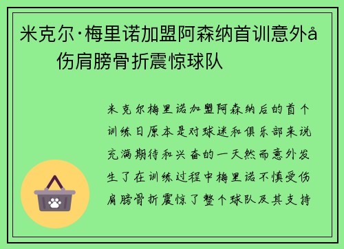 米克尔·梅里诺加盟阿森纳首训意外受伤肩膀骨折震惊球队 米克尔·梅里诺加盟阿森纳首训意外受伤肩膀骨折震惊球队